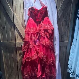 Layered Tiered Red Prom Dress